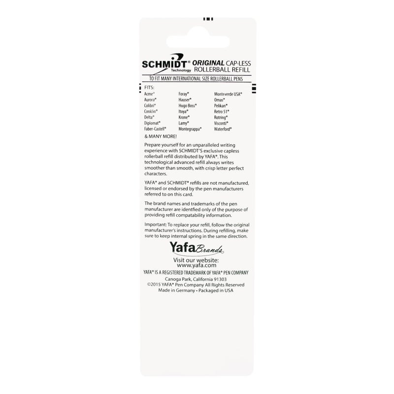 Schmidt 888 Ceramic Rollerball Plastic Tube Refill Medium Point 0.7mm, Blue, 2 Pack Blister (SC58112) - Image 2